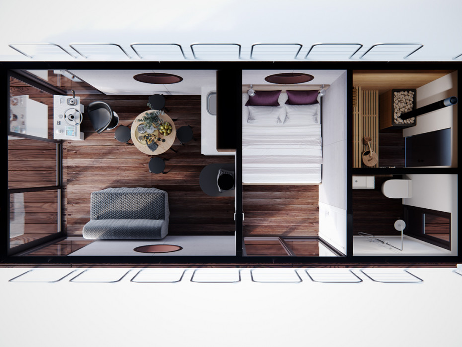 HOUSE BOAT ECO-WOOD 23 M2 / 4 PERS.